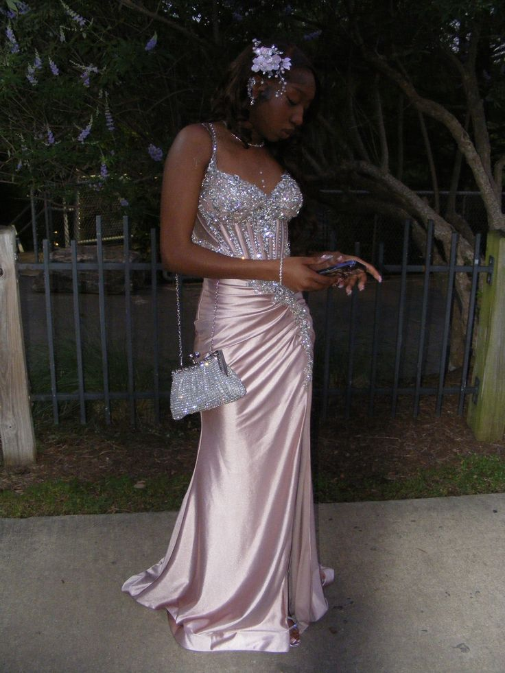 Pink Mermaid Long Prom Party Dress Beaded Graduation Dress