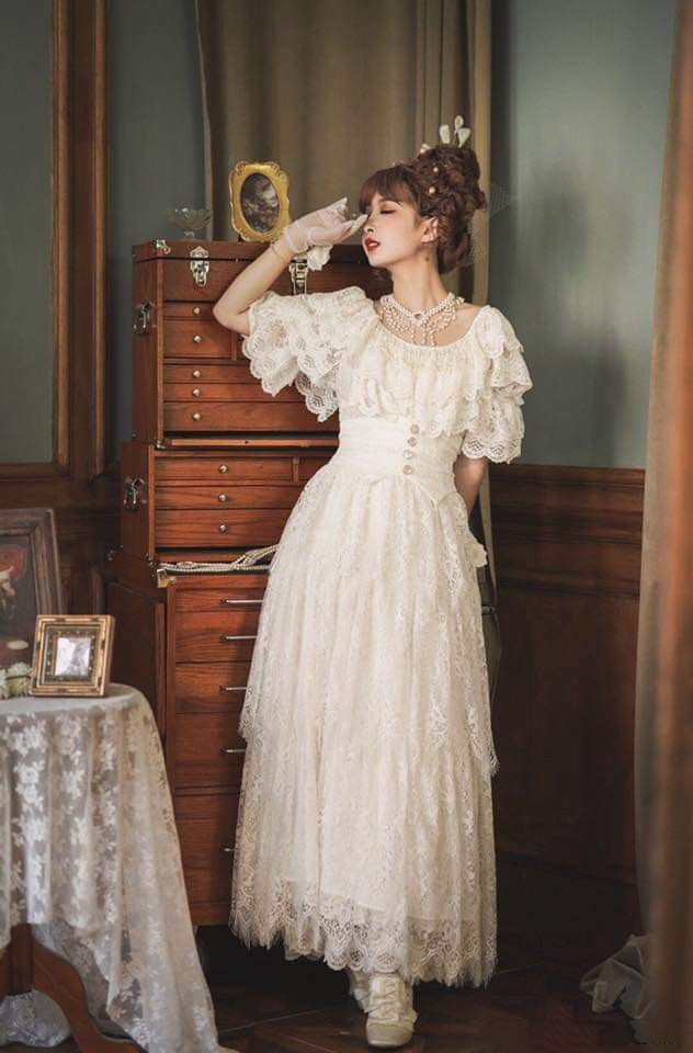 A Line Off Shoulder Wedding Dress Lace Princess Dress fg7295 - View 4 | VelvetHem