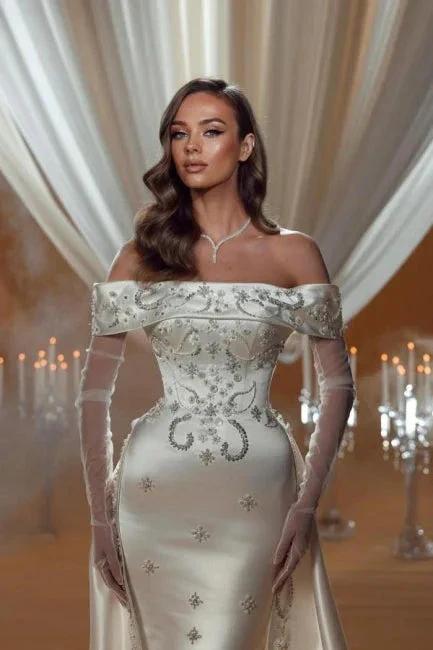 Charming Column Satin One Shoulder Sleeveless Wedding Dress With Appliques Train (ZD15523)