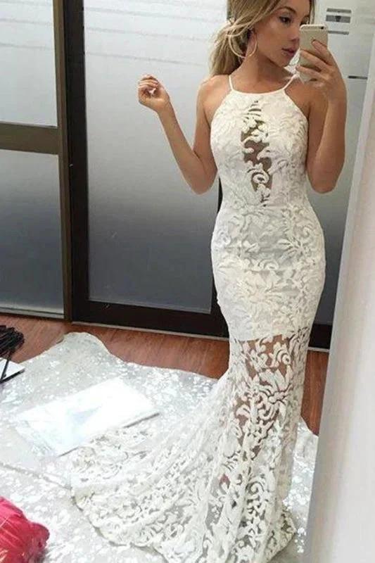Charming Mermaid Brush Train Sexy Ivory Wedding Dres (ZD14747)