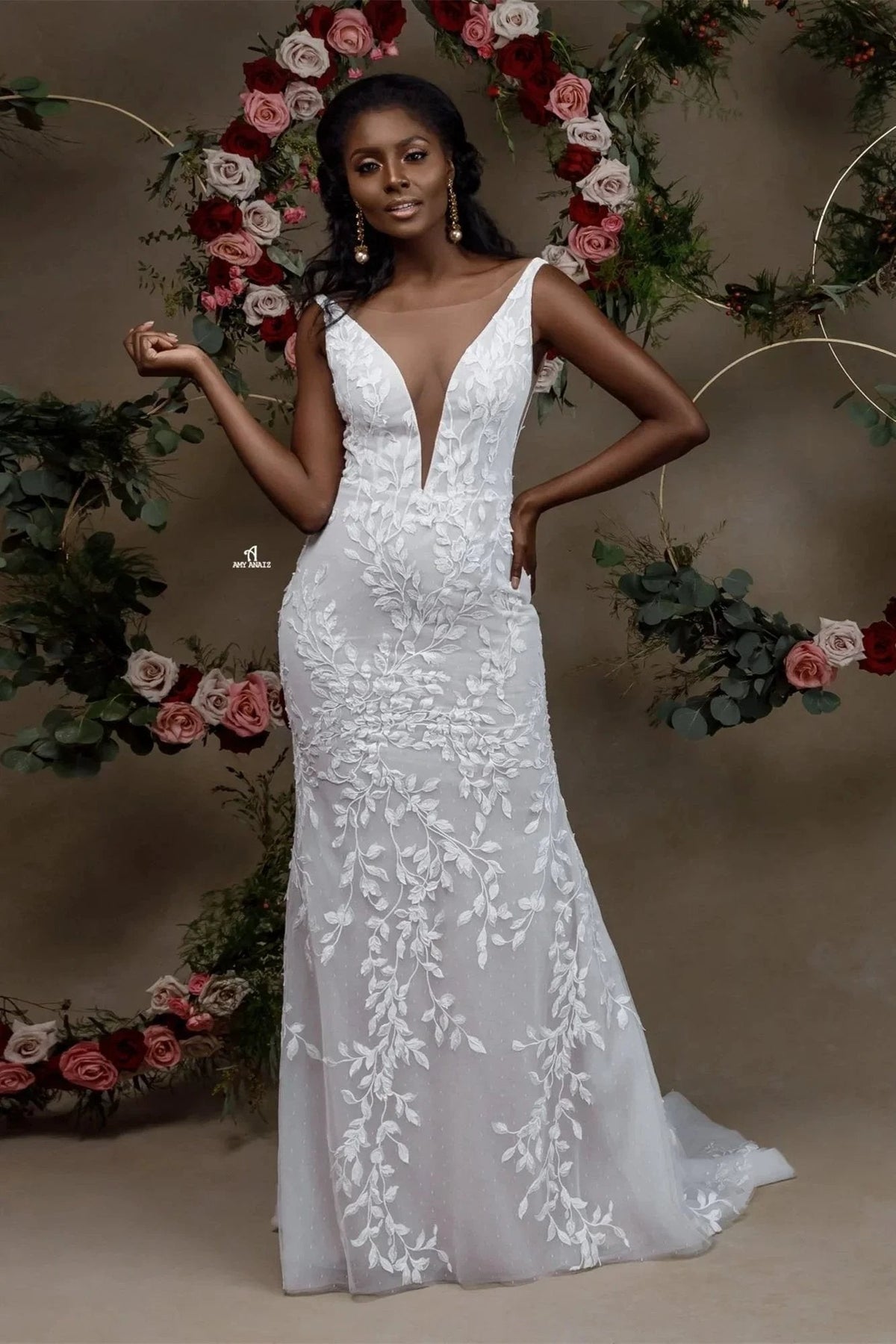 Charming Portrait Sleeveless Lace Mermaid Wedding Dress (ZD14914) - VelvetHem