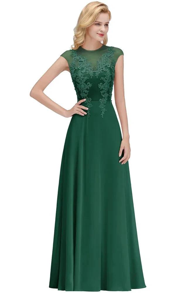 Charming Sleeveless Beadings Aline Evening Maxi Dress Cap Sleeves Bridesmaid Dress by misshow.com