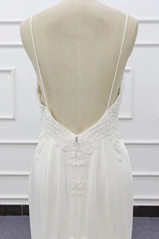 Chic Spaghetti Strap Beading Mermaid Elegant Wedding Dresses (ZD14738)