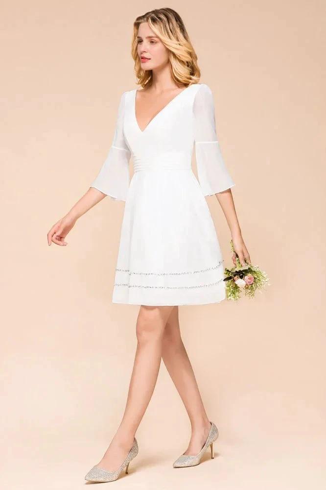 Chiffon Knee Length Simple Daily Casual Dress Beach Bridesmaid Dress (ZD12957)