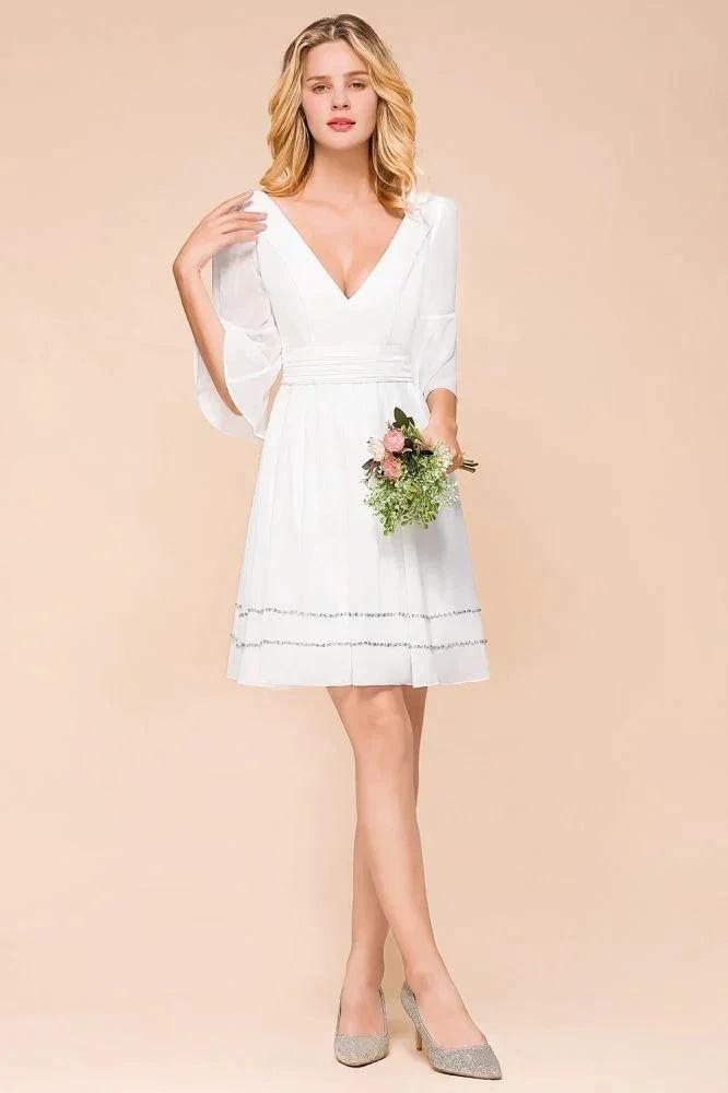 Chiffon Knee Length Simple Daily Casual Dress Beach Bridesmaid Dress (ZD12957)