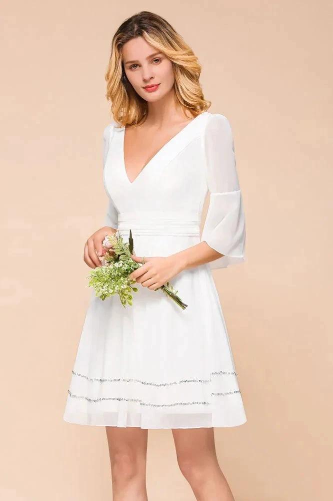 Chiffon Knee Length Simple Daily Casual Dress Beach Bridesmaid Dress (ZD12957)