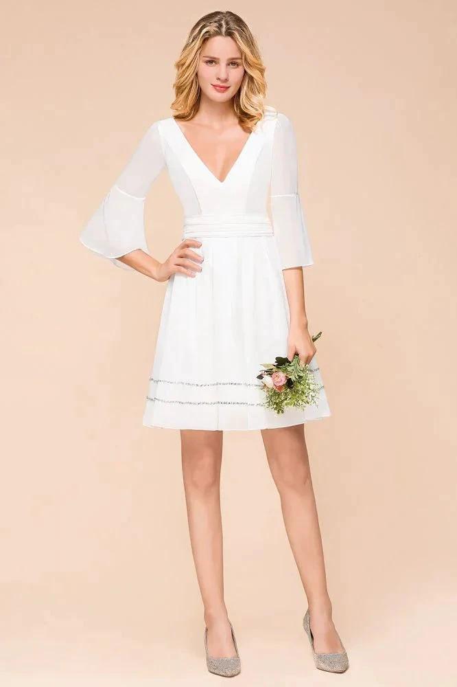 Chiffon Knee Length Simple Daily Casual Dress Beach Bridesmaid Dress by misshow.com