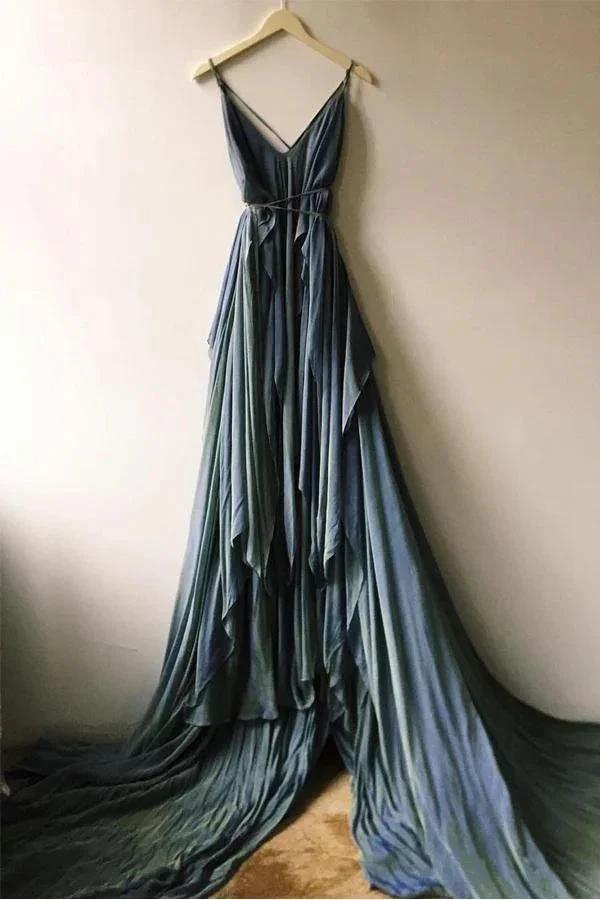 Chiffon Rustic Wedding Dresses Beach Wedding Gown With Court Train (ZD16310)