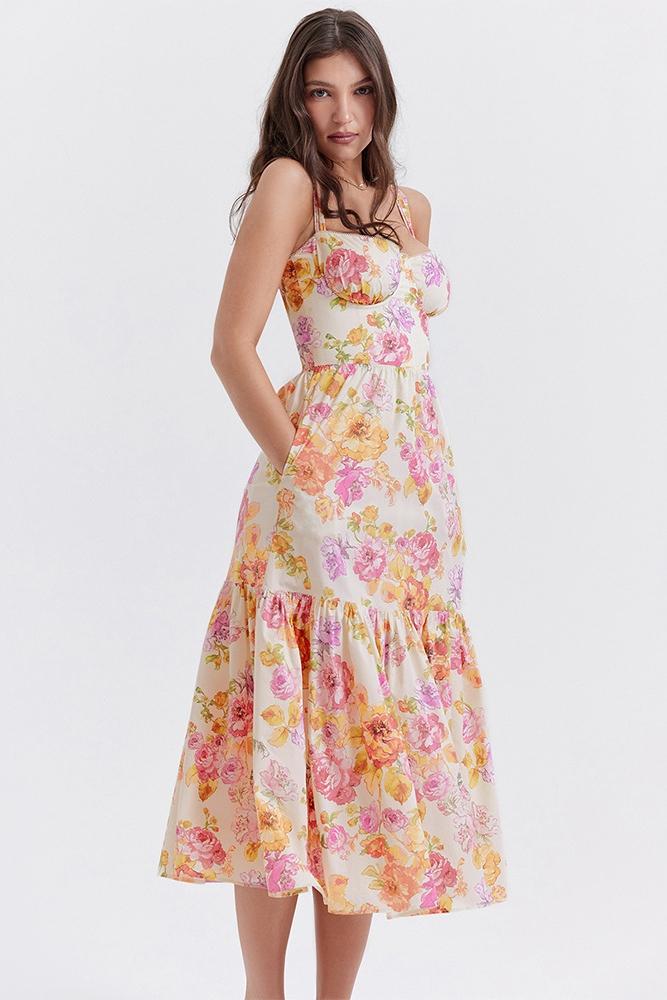Guadalupe Premium Flared Midi Dress with Print Chic Silhouette Collection