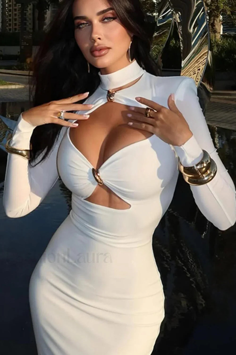 Modern Cutout Solid Bodycon Dress for Modern Fashion Wear