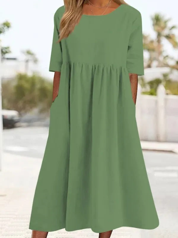 Veronica Luxe Midi Dress with Three Quarter Sleeves Designer Edit
