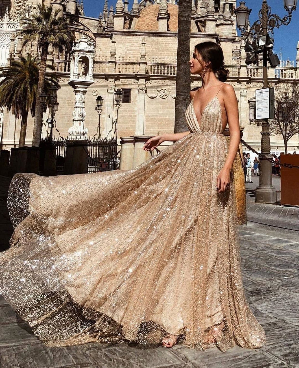 V-Neck Sling Long Dress Prom Dress