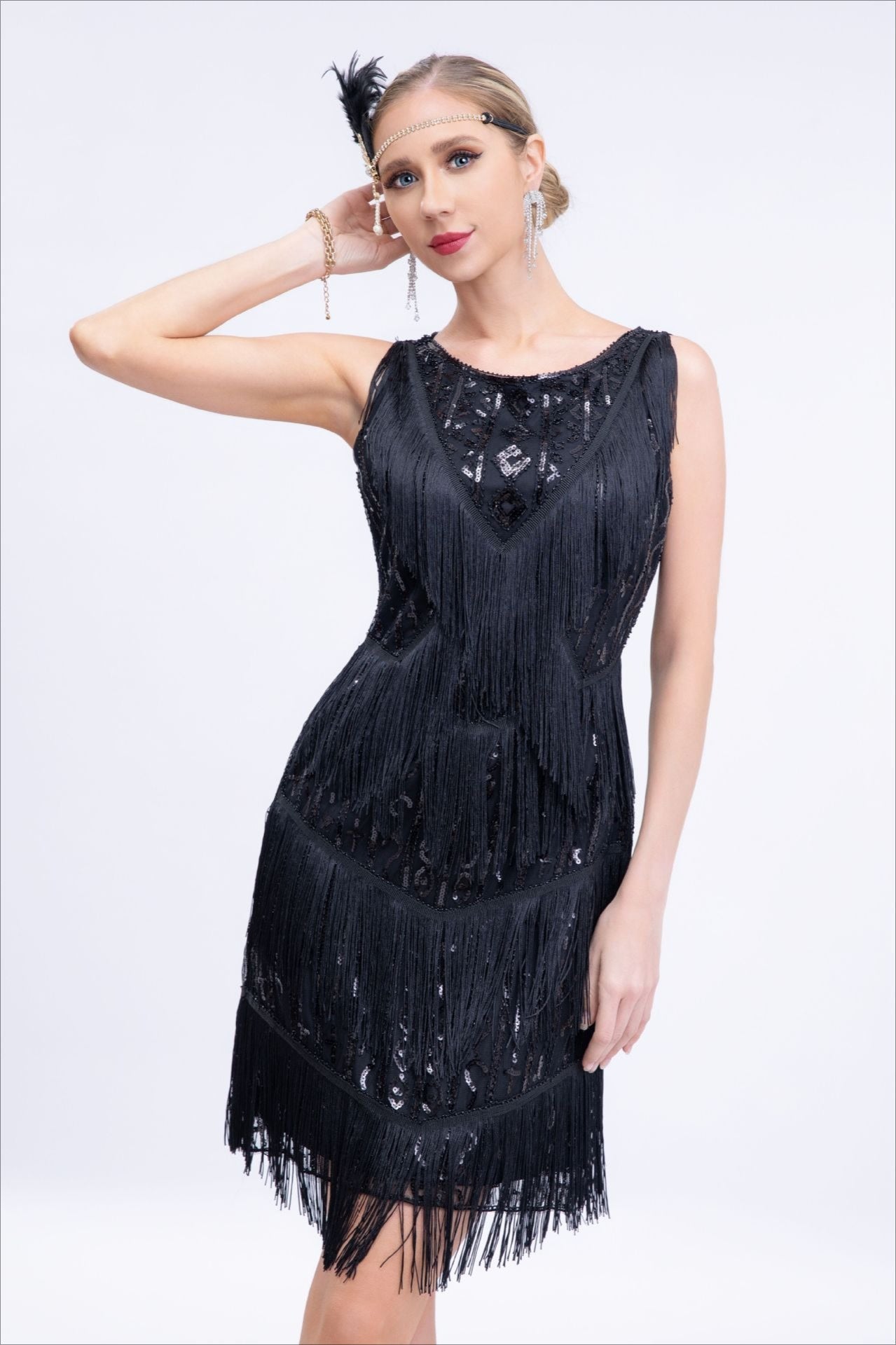 Vintage Sequin Fringe Party Dress