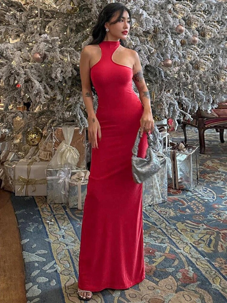 TARUXY Red Elegant Luxury Evening Dress Women Sexy Off Shoulder High Waist Slim Long Dresses Femme Party Bodycon Dress Woman New - VelvetHem
