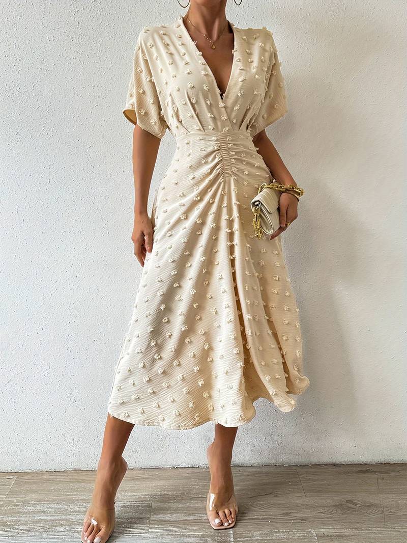 Heather Effortless Swiss Dot Ruffle Dress Designer Edit