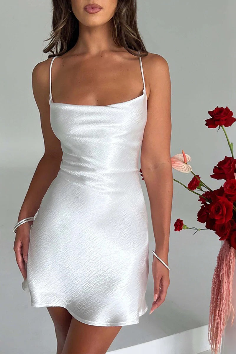 Sleeveless Backless Silk Dress - VelvetHem
