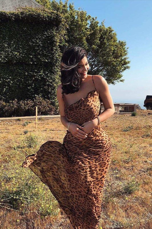 Leopard Print Backless Bodycon Maxi Dress - View 2 | VelvetHem