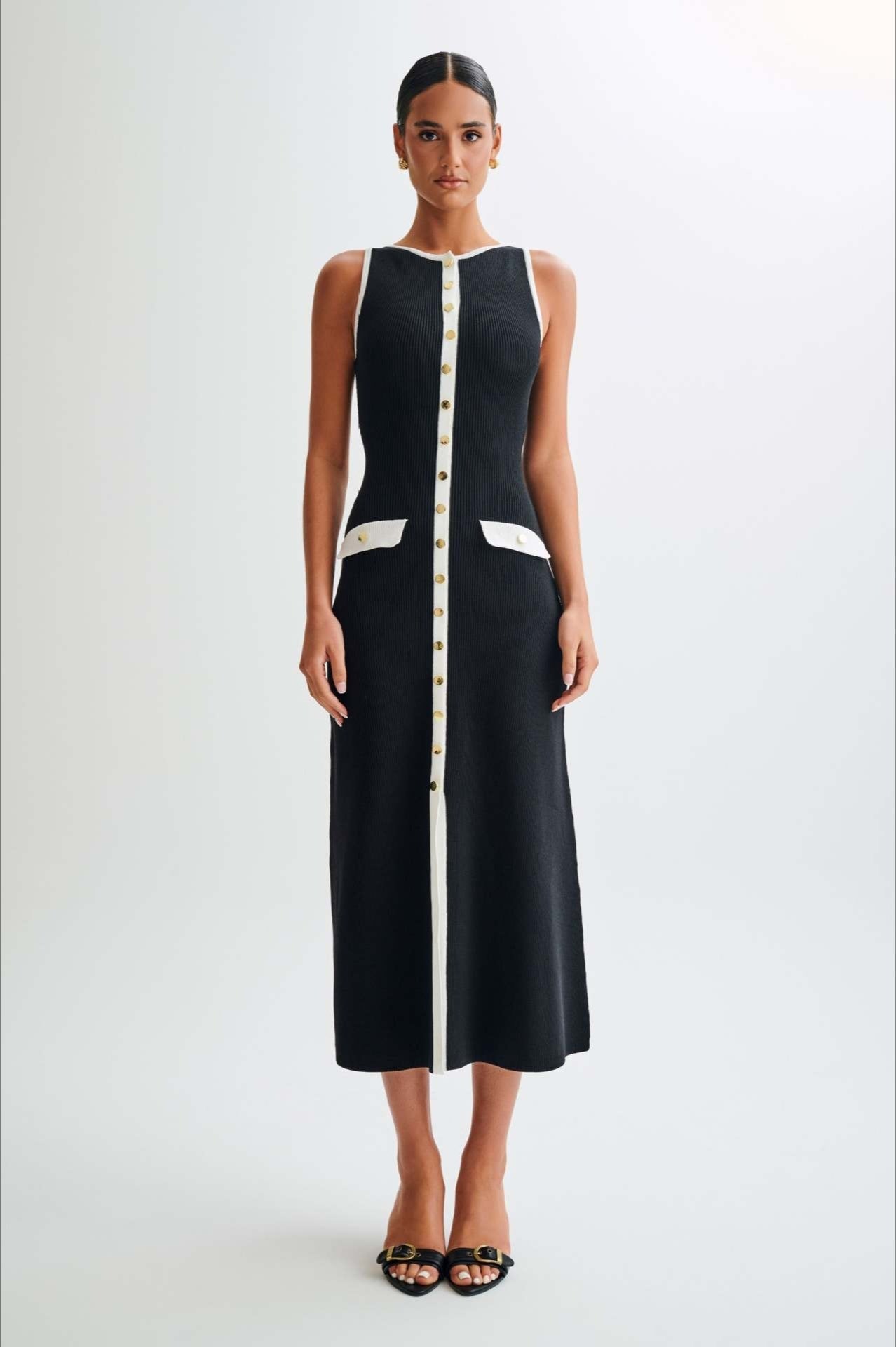 Fashion Buttoned Knit Work Dress