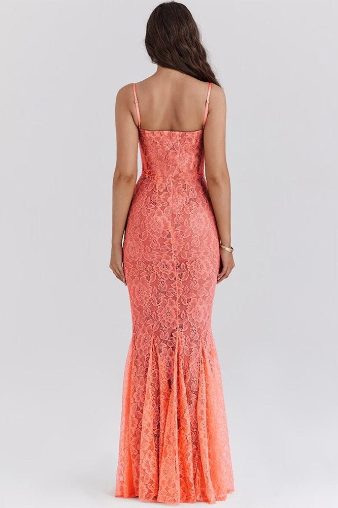 Lace Backless Spaghetti Strap Maxi Dress - View 5 | VelvetHem