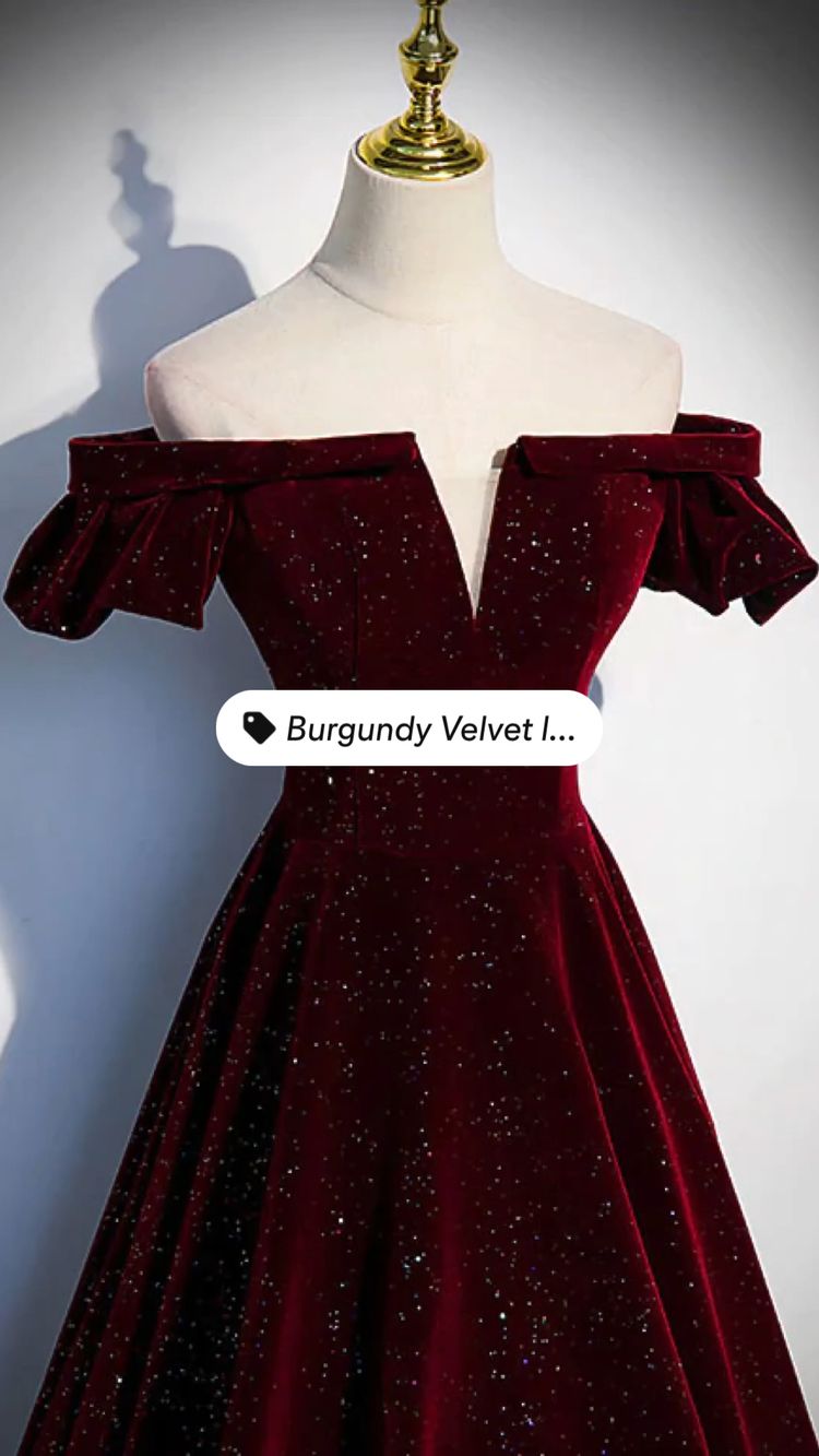 Burgundy Velvet V Neck Long Prom Dress Classy Evening Dress - View 3 | VelvetHem