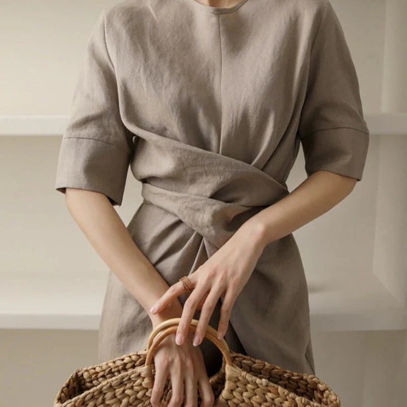 Helena Aesthetic Lange Wrap Dress Midi Premium Wardrobe Essential