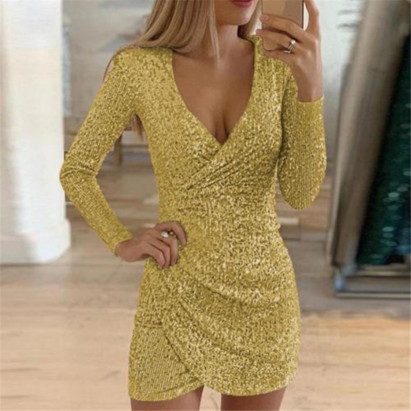 Ivonne Elevated Women's Sequin Wrap Mini Dress Boutique Collection