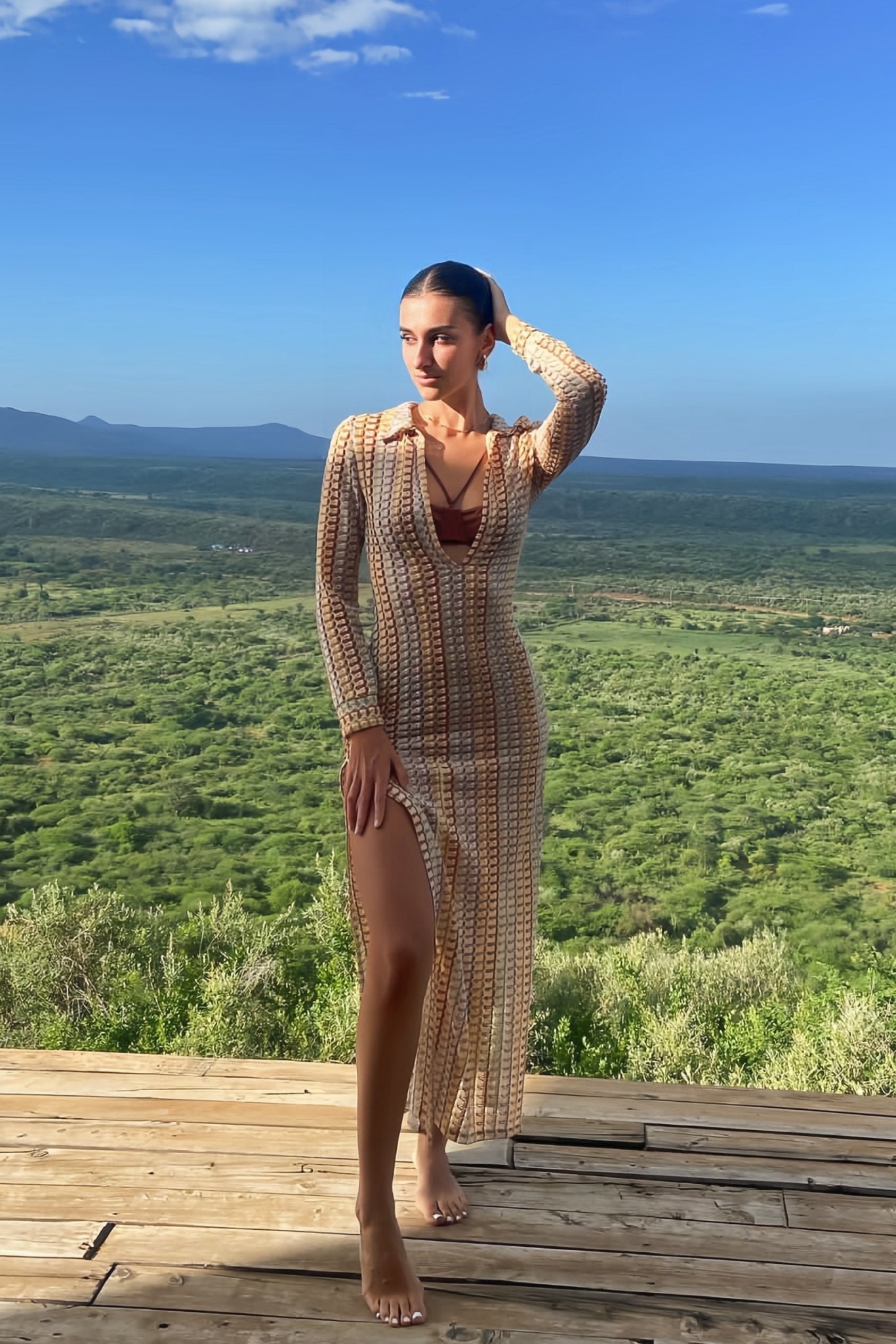 Wanda Timeless Crochet V Neck Collar Maxi Dress Designer Edit