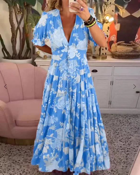 Magaly Timeless Long Dress with V Neck Premium Wardrobe Essential