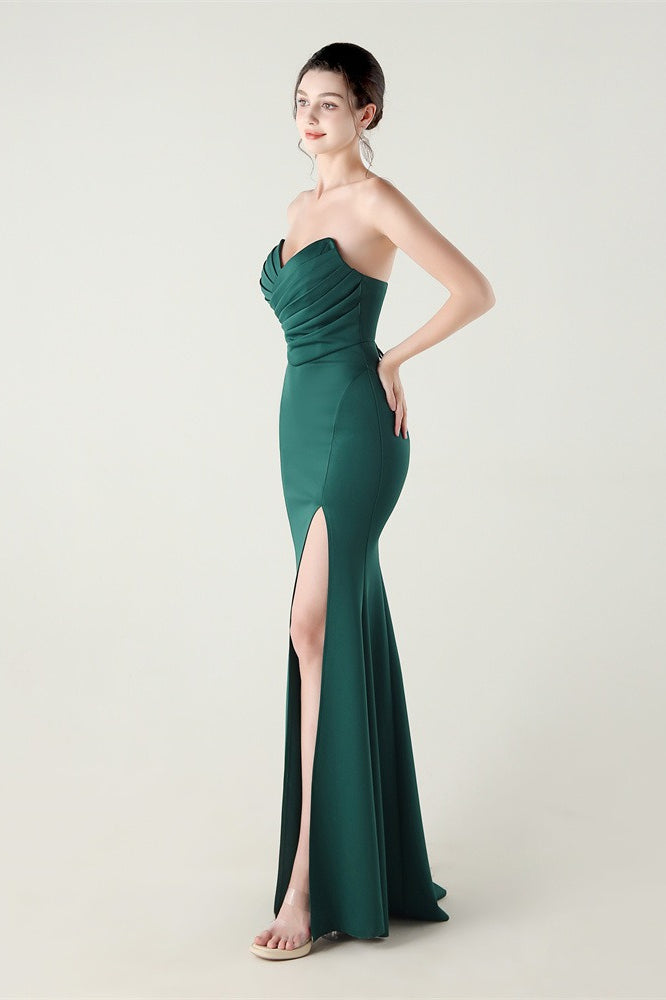 Strapless Sweetheart Pleated Modern Dress for Everyday Wear