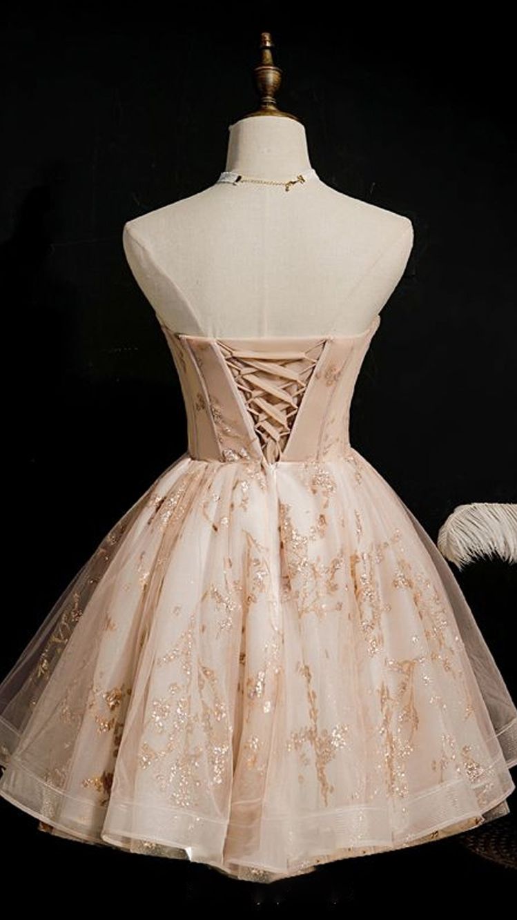 Chic Beautiful Champagne Cocktail Dresses A-line Homecoming Dress - View 2 | VelvetHem