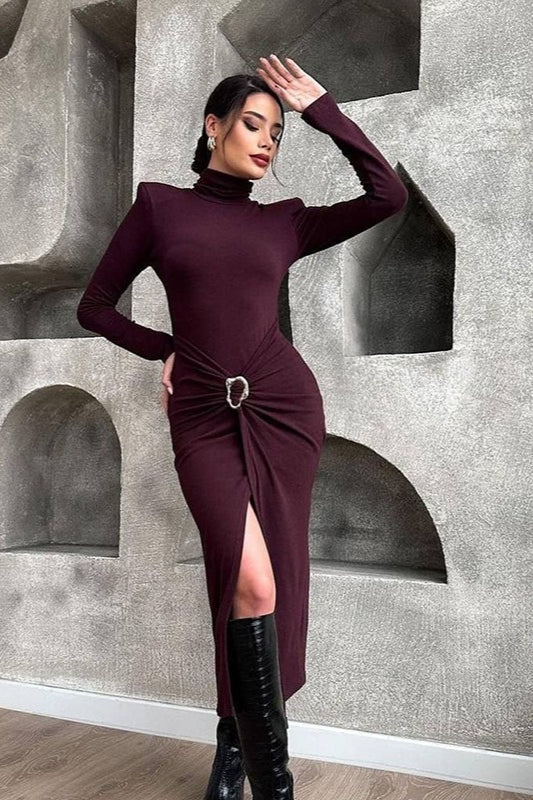High Neck Bodycon Work Dress - VelvetHem