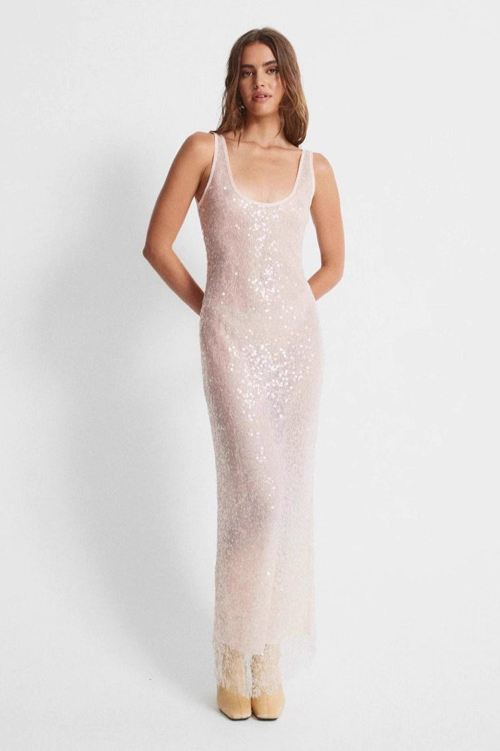 Sleeveless Rhinestone Vintage Suspender Sequin Dress - VelvetHem