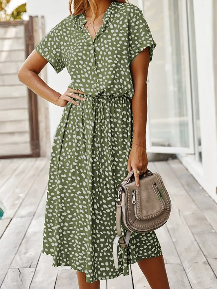 Federica Premium Midi Dress with Short Sleeves Statement Occasion Edit