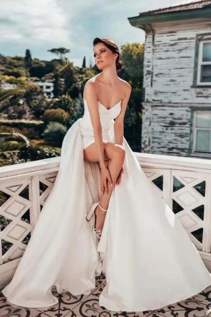 Designer A-line Satin Sleeveless Wedding Dresses With Lace (ZD14496)