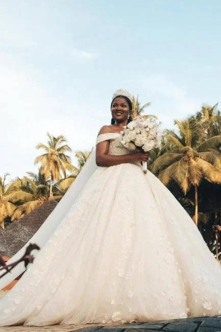 Designer Princess Off-the-shoulder A-line Wedding Dresses With Lace (ZD14616) - VelvetHem