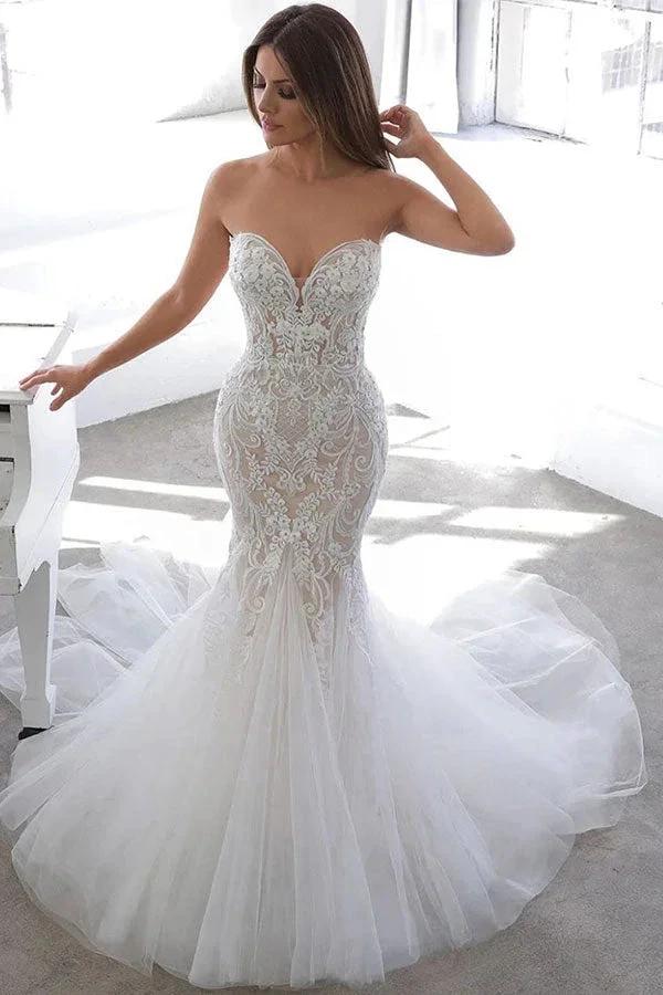 Designer Summer style Sweetheart Mermaid Lace Wedding Dress (ZD13812)
