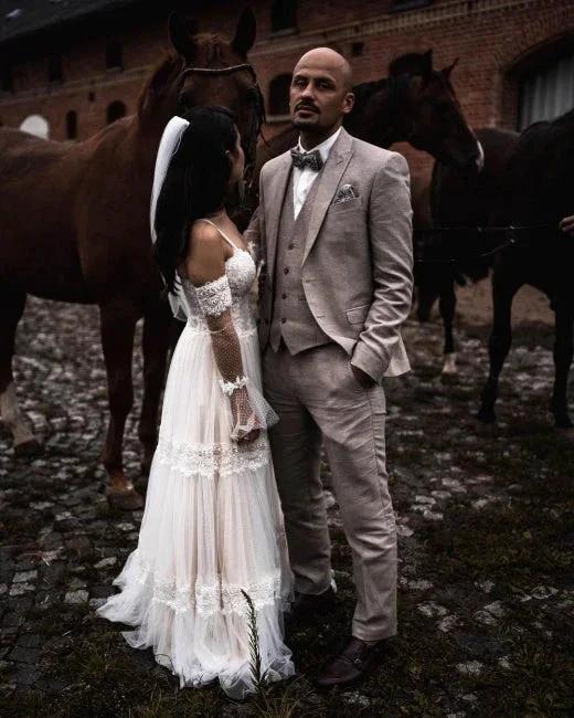 Designer Wedding Dresses With Lace | Sheath dresses wedding dresses (ZD13911)
