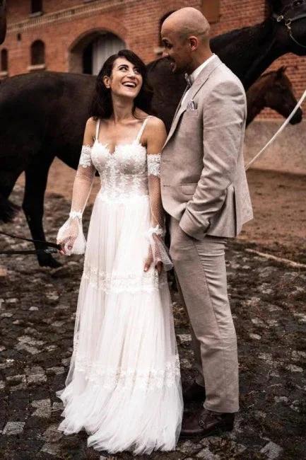 Designer Wedding Dresses With Lace | Sheath dresses wedding dresses (ZD13911) - VelvetHem