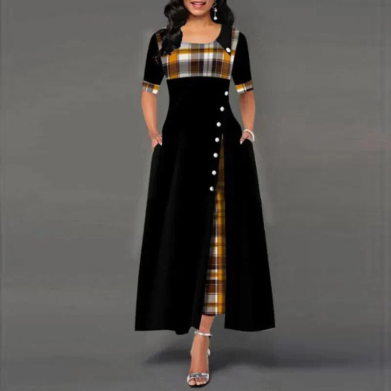 Marisa Aesthetic Long Checked Dress Everyday Luxe Edit