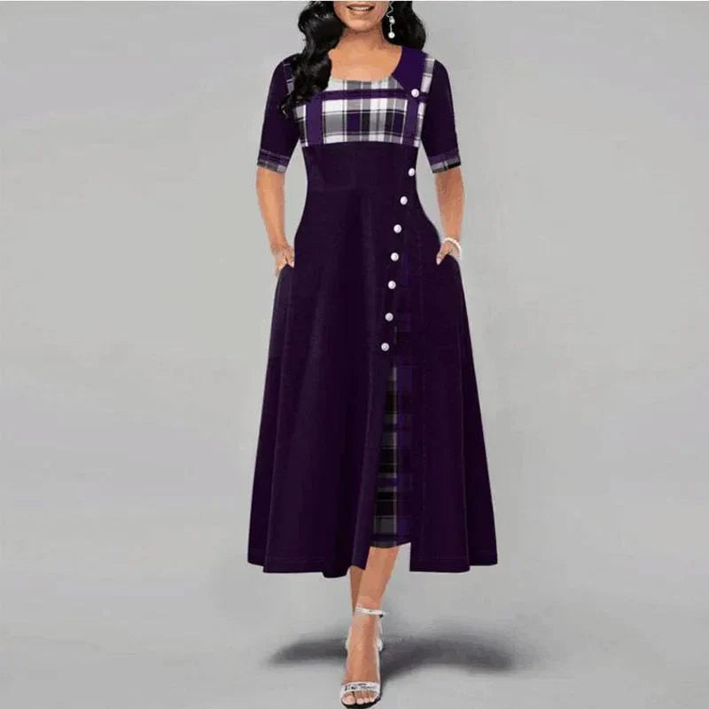 Marisa Aesthetic Long Checked Dress Everyday Luxe Edit
