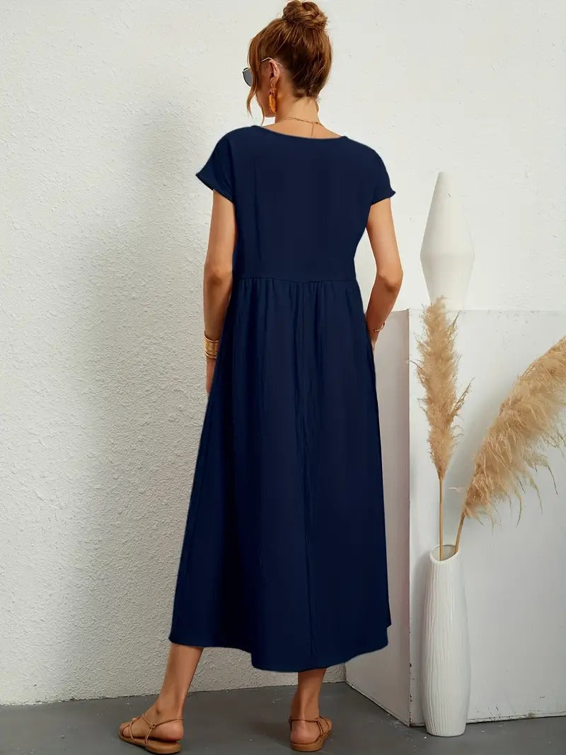 Cecilia Aesthetic Premium Linen Pocket Dress Wardrobe Essential