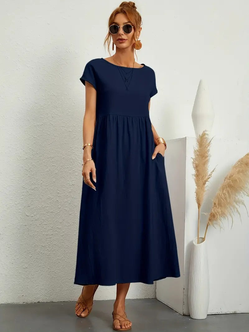 Cecilia Aesthetic Premium Linen Pocket Dress Wardrobe Essential