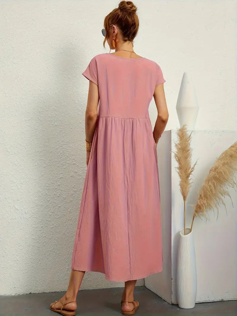 Cecilia Aesthetic Premium Linen Pocket Dress Wardrobe Essential