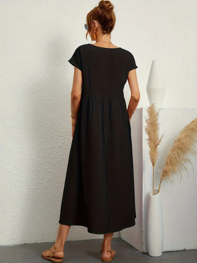 Cecilia Aesthetic Premium Linen Pocket Dress Wardrobe Essential