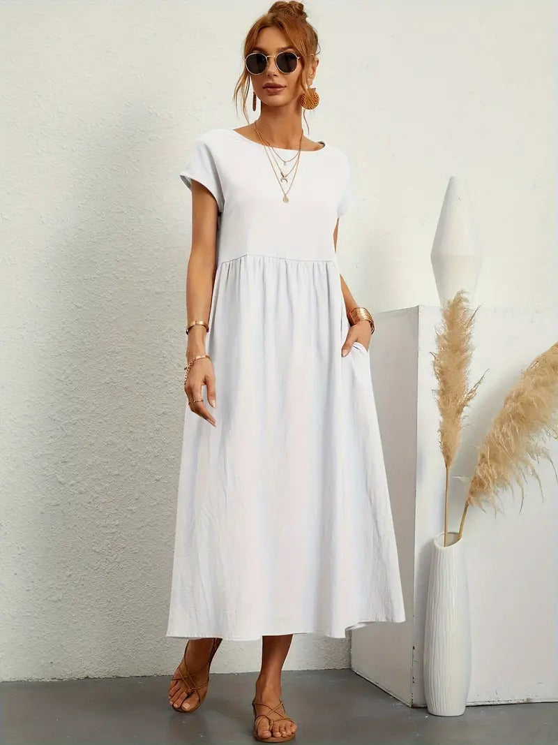 Cecilia Aesthetic Premium Linen Pocket Dress Wardrobe Essential