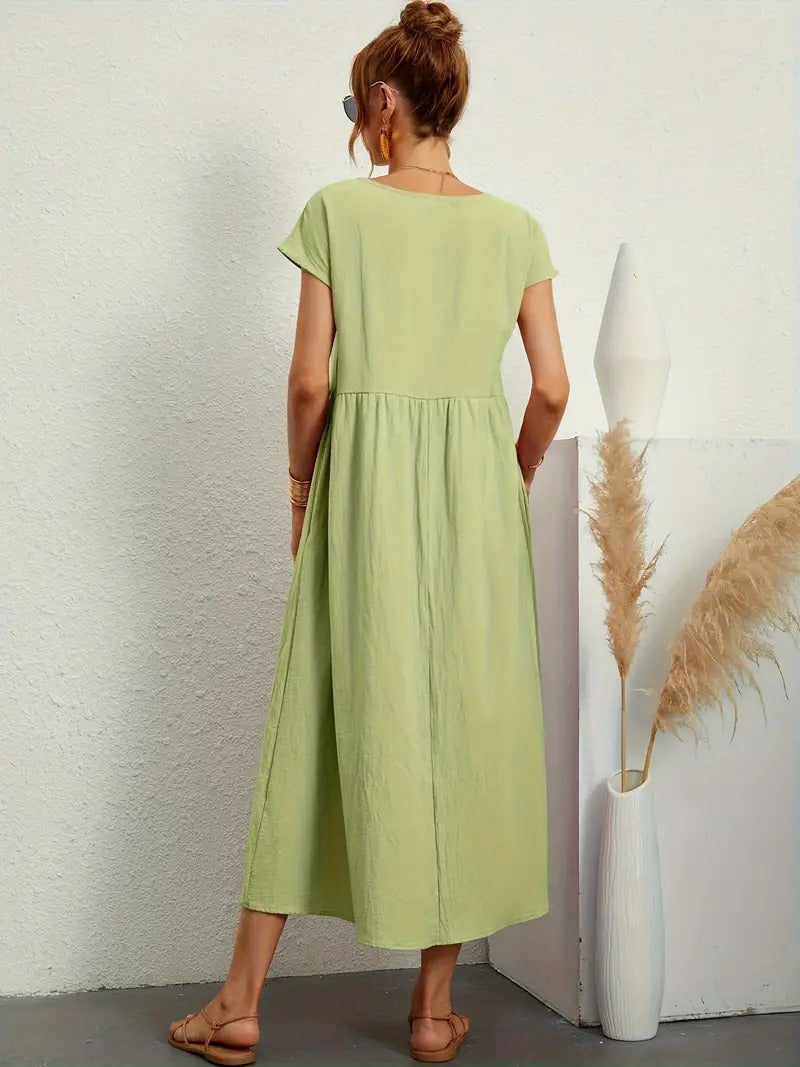 Cecilia Aesthetic Premium Linen Pocket Dress Wardrobe Essential