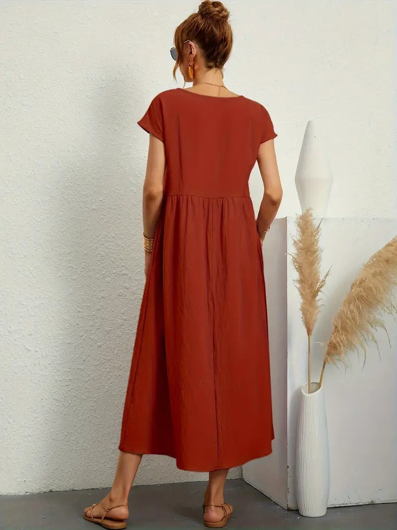 Cecilia Aesthetic Premium Linen Pocket Dress Wardrobe Essential