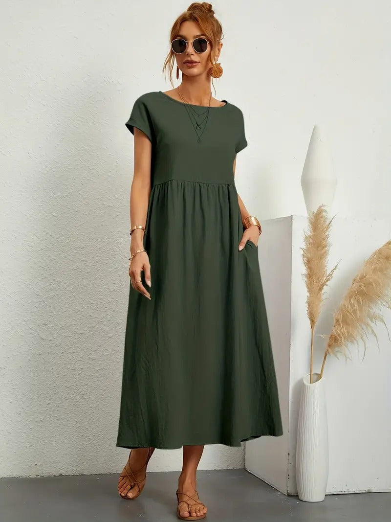 Cecilia Aesthetic Premium Linen Pocket Dress Wardrobe Essential