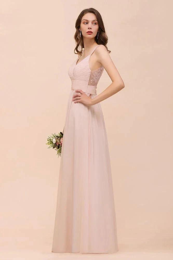 Dusty Pink Sleeveless A-line Wedding Guest Dress Beach Bridesmaid Dress (ZD13020)