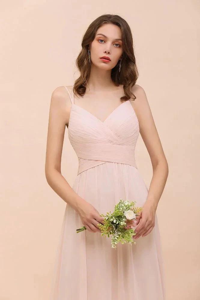 Dusty Pink Sleeveless A-line Wedding Guest Dress Beach Bridesmaid Dress (ZD13020)